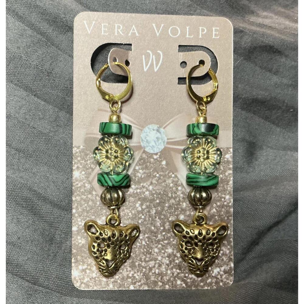 Green Cheetah Earrings